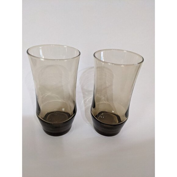 Vintage Libbey Tulip Tawny Brown tumbler iced tea  drinking glasses set of 2 - Picture 2 of 8